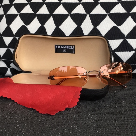 CHANEL Accessories - Authentic CHANEL orange tint rimless sunglasses